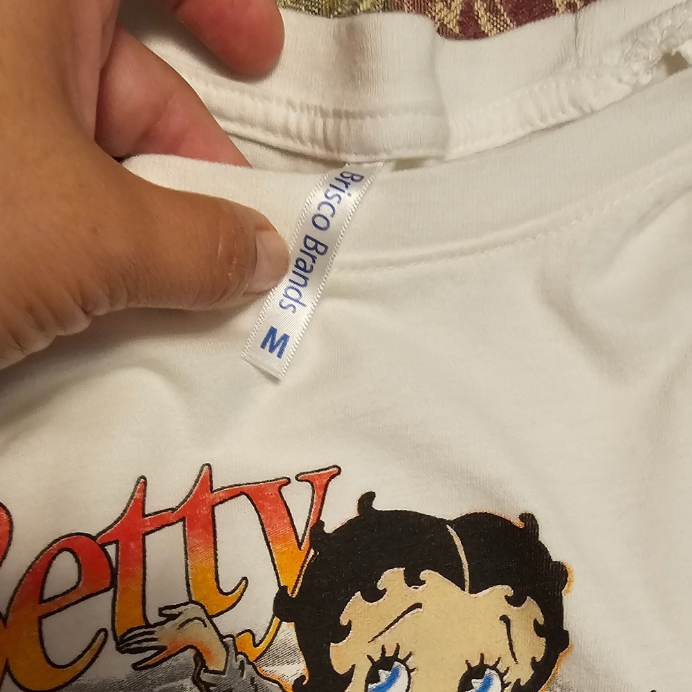 Betty Boop Motorcycle Youth Size Medium White T-Shirt Cinched Waist Preloved EUC - Picture 8 of 9